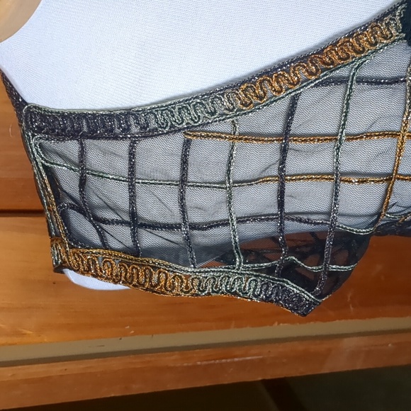 CELSA* mesh net metallic gold/green decorative vest "button" front size XL - Picture 3 of 12